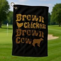 Brown Chicken Brown Cow Golf Towel thumb 1