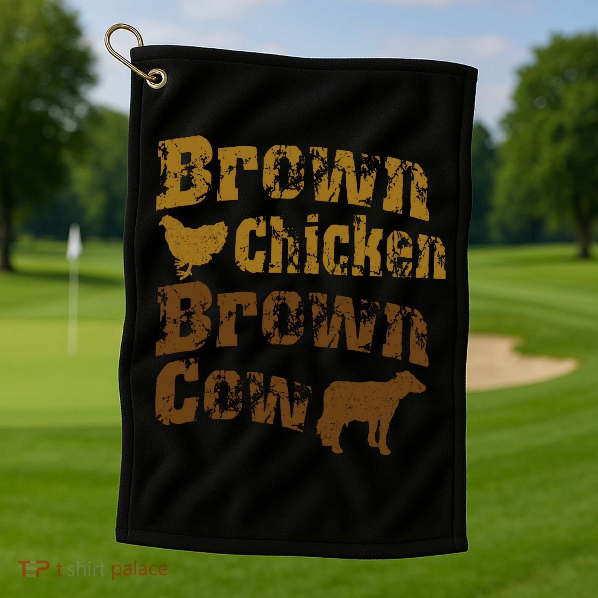 Brown Chicken Brown Cow Golf Towel