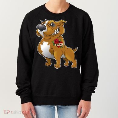 Brown Pitbull I Love Mom Women's Sweatshirt