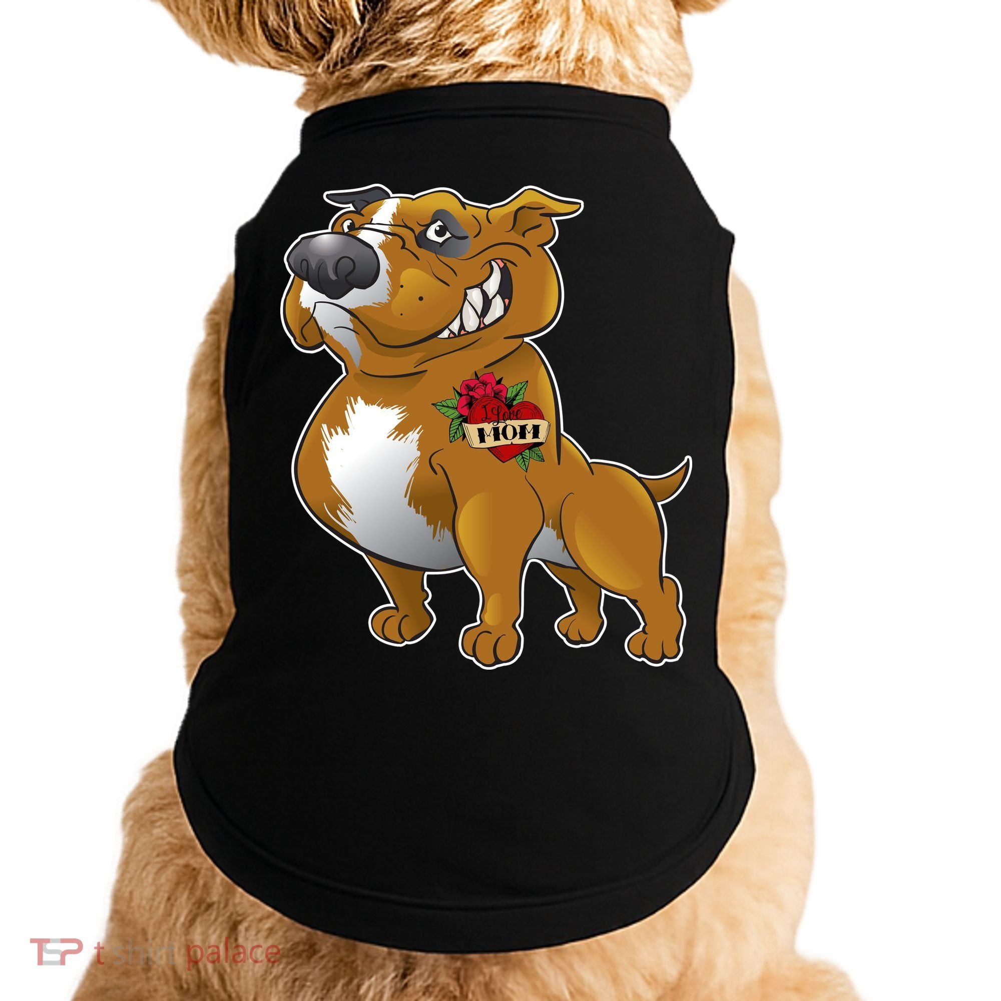 Brown Pitbull I Love Mom Doggie Tank