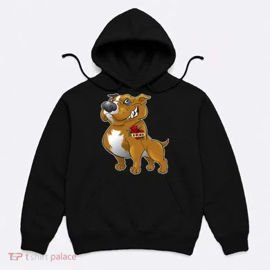 Brown Pitbull I Love Mom Hoodie