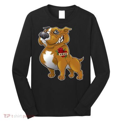 Brown Pitbull I Love Mom Long Sleeve Shirt