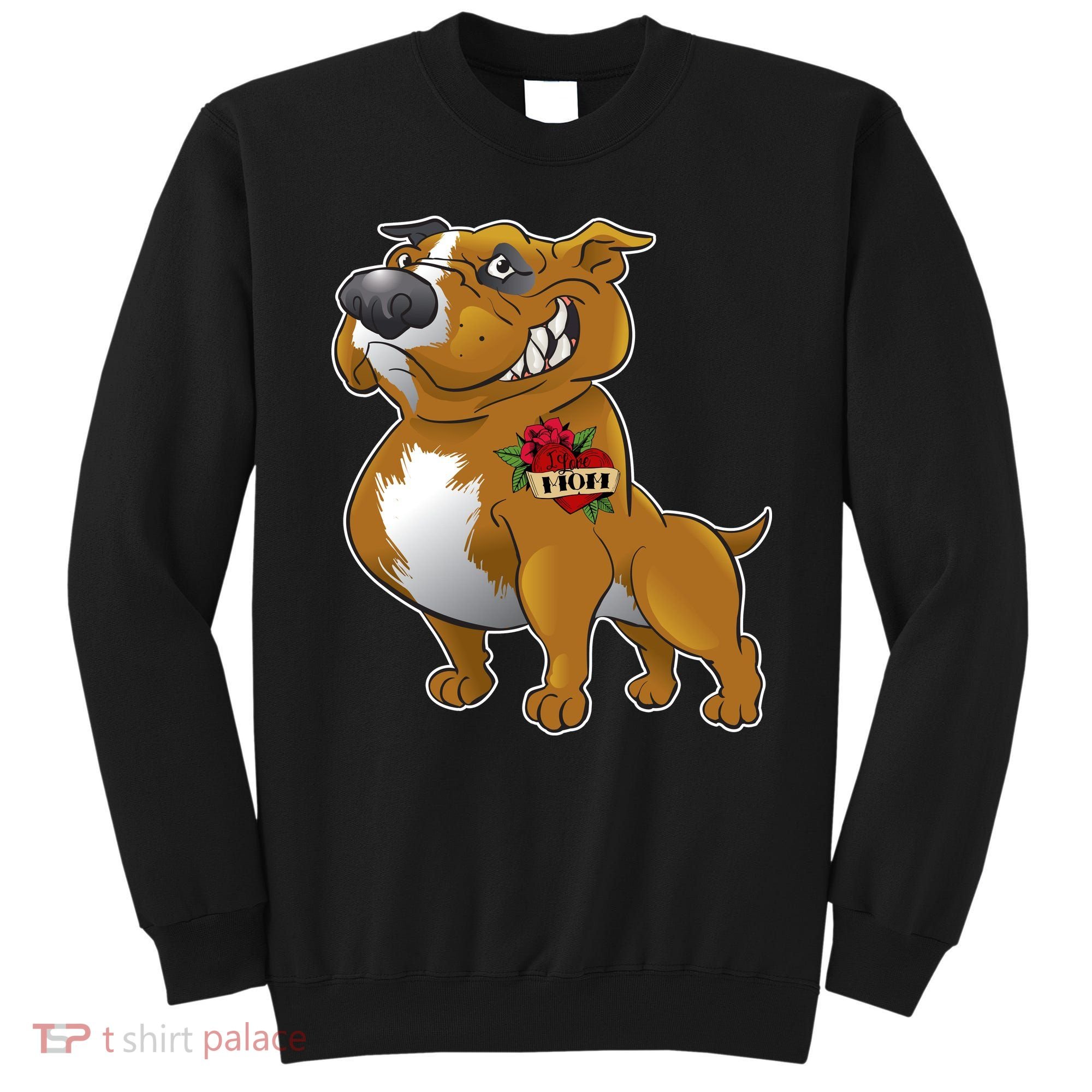 Brown Pitbull I Love Mom Sweatshirt