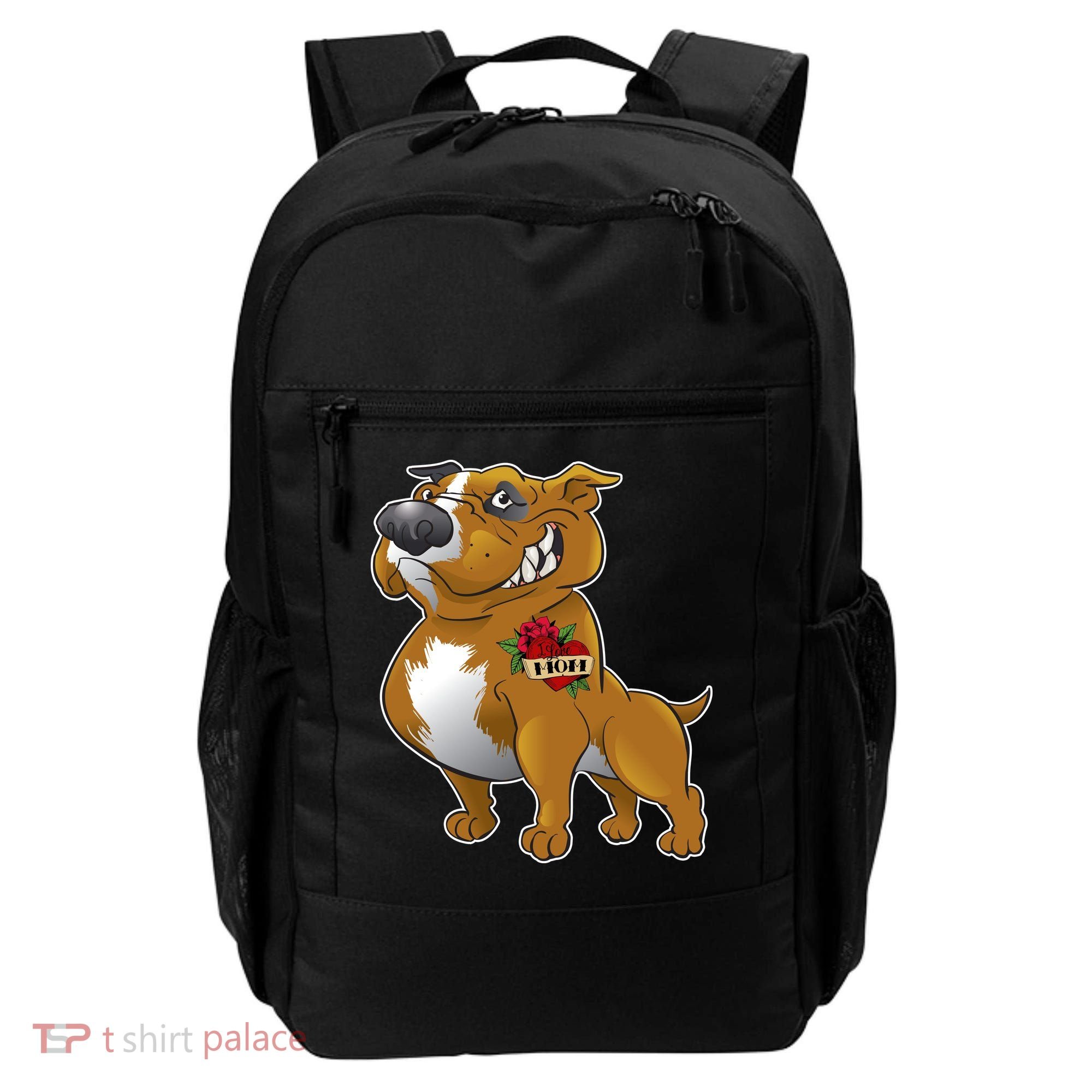 Brown Pitbull I Love Mom Backpack