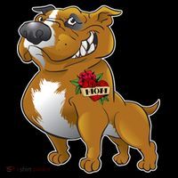 Brown Pitbull I Love Mom Button thumb 1