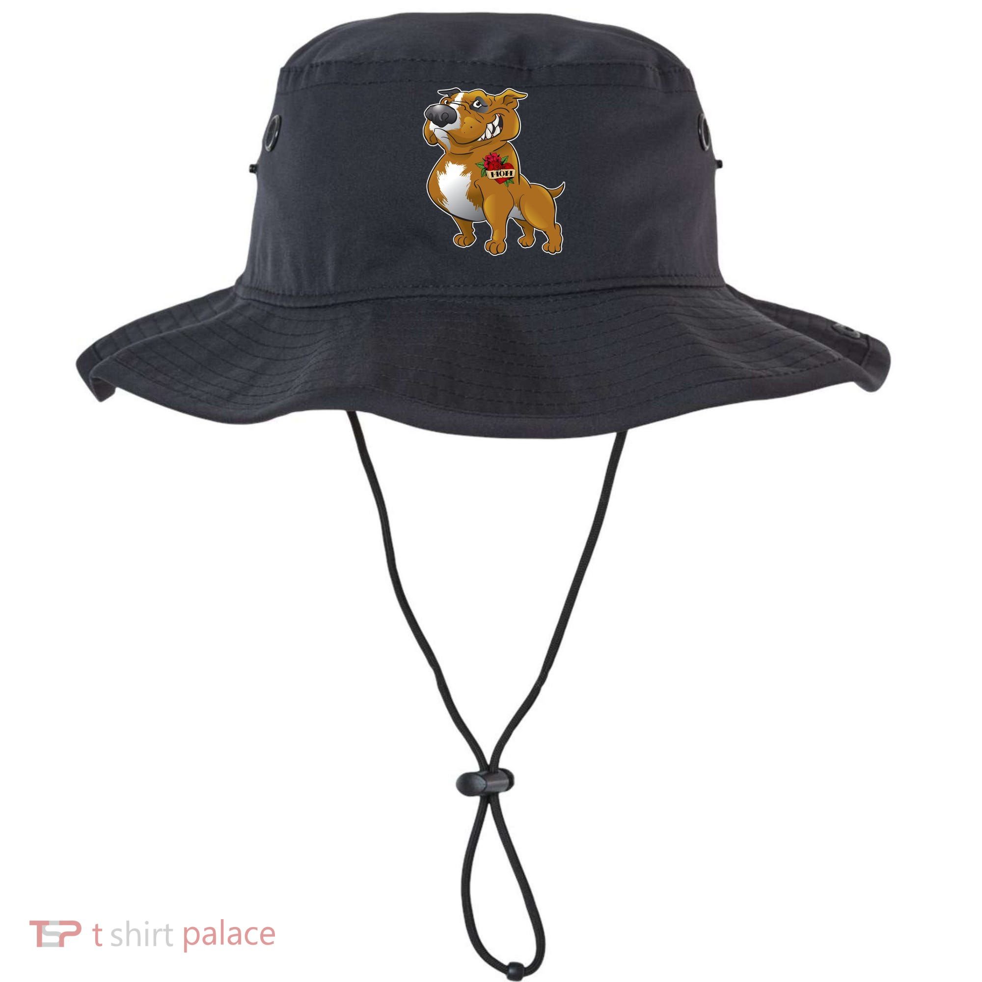 Brown Pitbull I Love Mom Bucket Hat