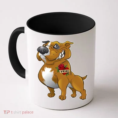Brown Pitbull I Love Mom Coffee Mug