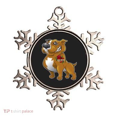 Brown Pitbull I Love Mom Ornament