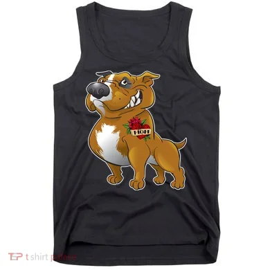 Brown Pitbull I Love Mom Tank Top