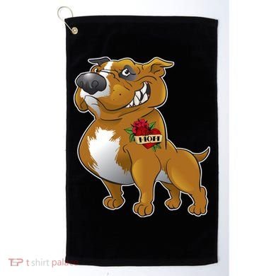 Brown Pitbull I Love Mom Golf Towel
