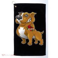 Brown Pitbull I Love Mom Golf Towel thumb 0