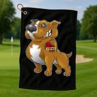 Brown Pitbull I Love Mom Golf Towel thumb 1