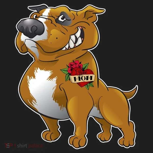 Brown Pitbull I Love Mom Golf Towel