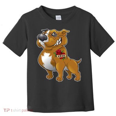 Brown Pitbull I Love Mom Toddler T-Shirt