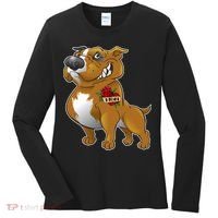 Brown Pitbull I Love Mom Women's Long Sleeve Shirt thumb 0