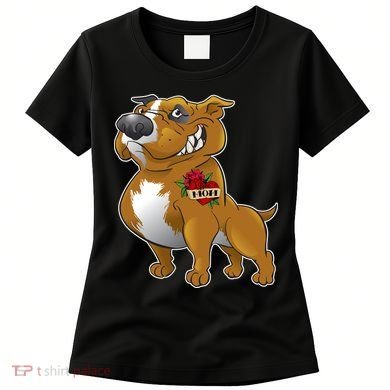 Brown Pitbull I Love Mom Women's T-Shirt