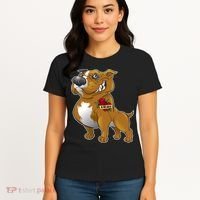 Brown Pitbull I Love Mom Women's T-Shirt thumb 4