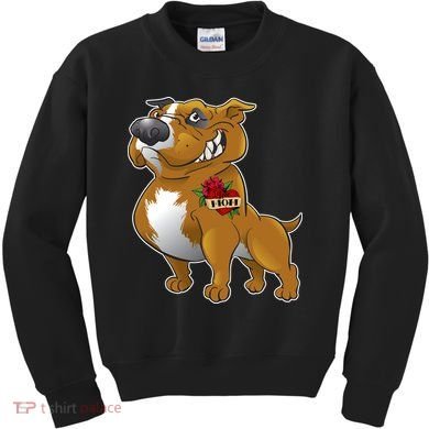 Brown Pitbull I Love Mom Kids Sweatshirt