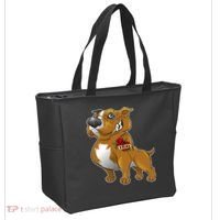 Brown Pitbull I Love Mom Tote Bag thumb 2