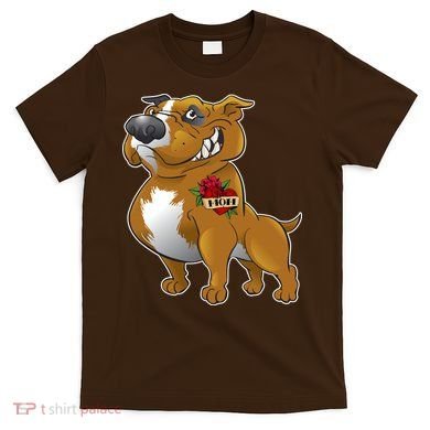 Brown Pitbull I Love Mom T-Shirt