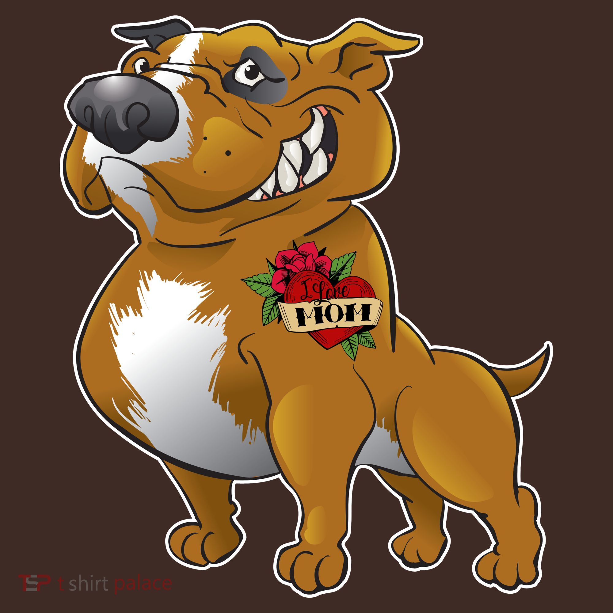 Brown Pitbull I Love Mom T-Shirt