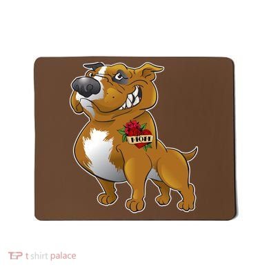 Brown Pitbull I Love Mom Mousepad