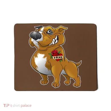 Brown Pitbull I Love Mom Mousepad