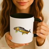 Brown Trout Fish with Fly Coffee Mug thumb 3