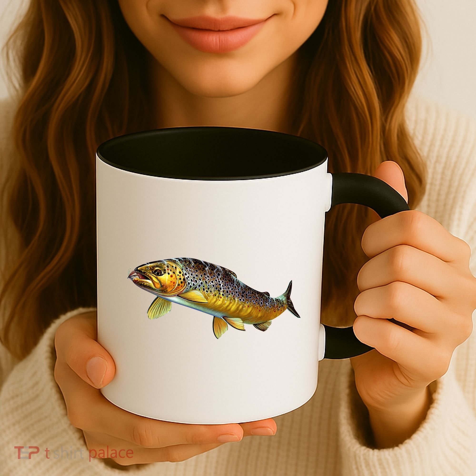 Brown Trout Fish with Fly Coffee Mug