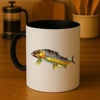 Brown Trout Fish with Fly Coffee Mug thumb 4