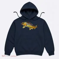 Brown Trout Fish with Fly Hoodie thumb 0