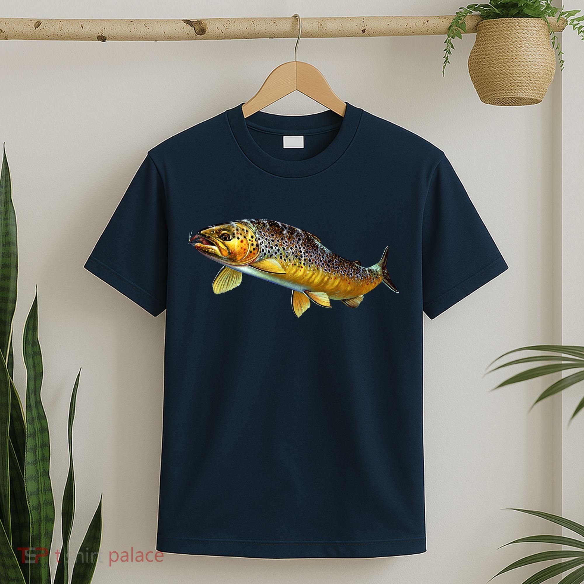 Brown Trout Fish with Fly T-Shirt