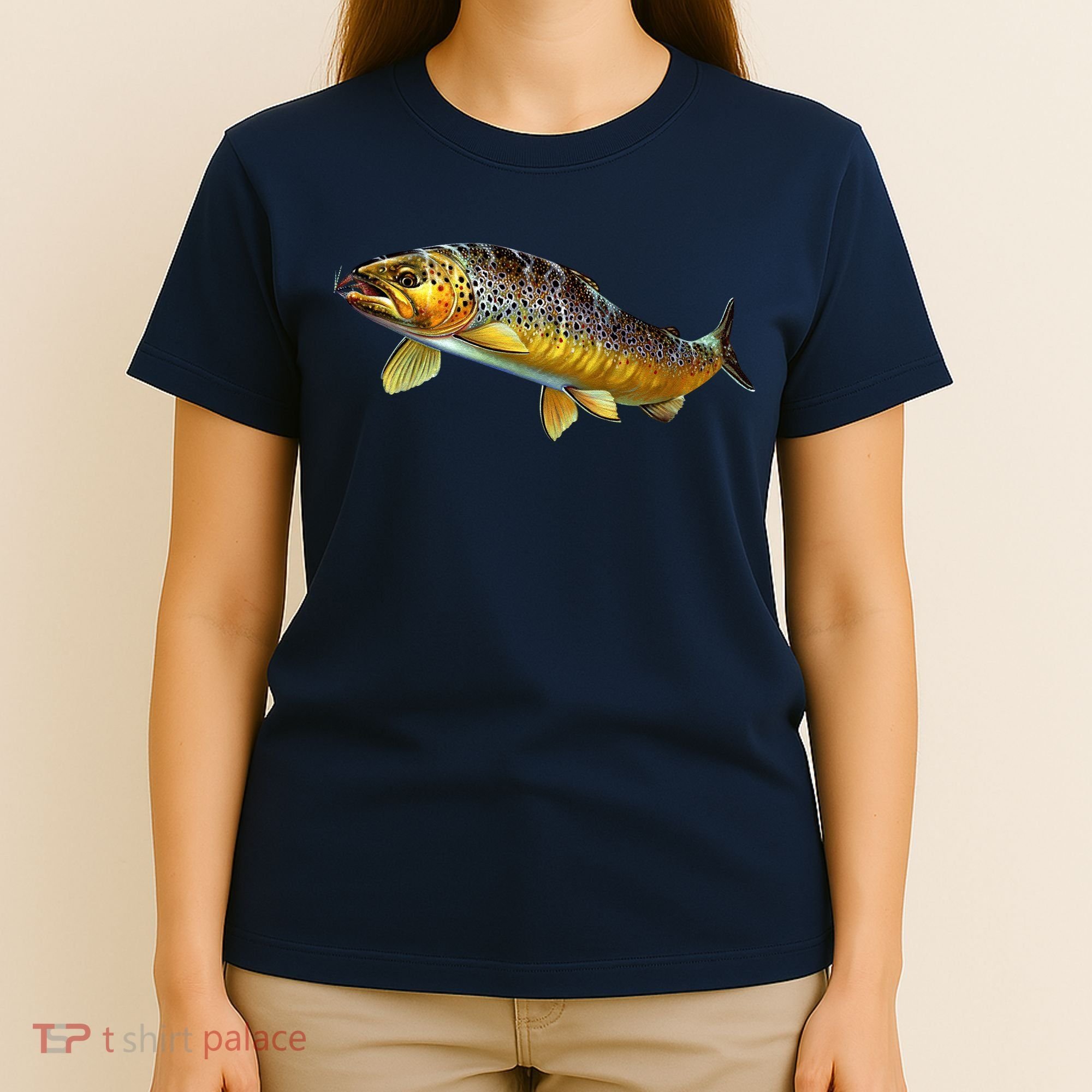 Brown Trout Fish with Fly T-Shirt
