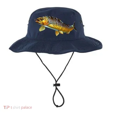 Brown Trout Fish with Fly Bucket Hat