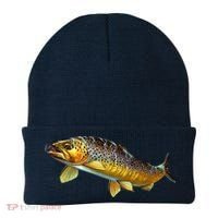 Brown Trout Fish with Fly Beanie thumb 0