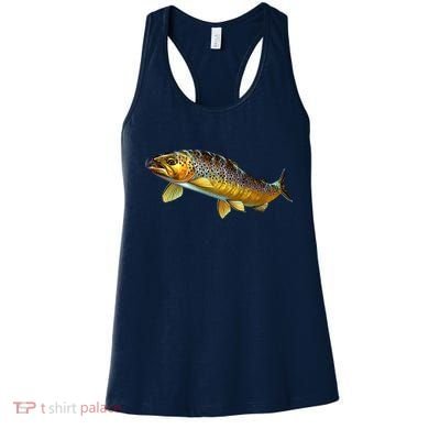 Brown Trout Fish with Fly Women's Tank Top