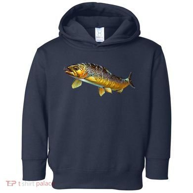 Brown Trout Fish with Fly Toddler Hoodie