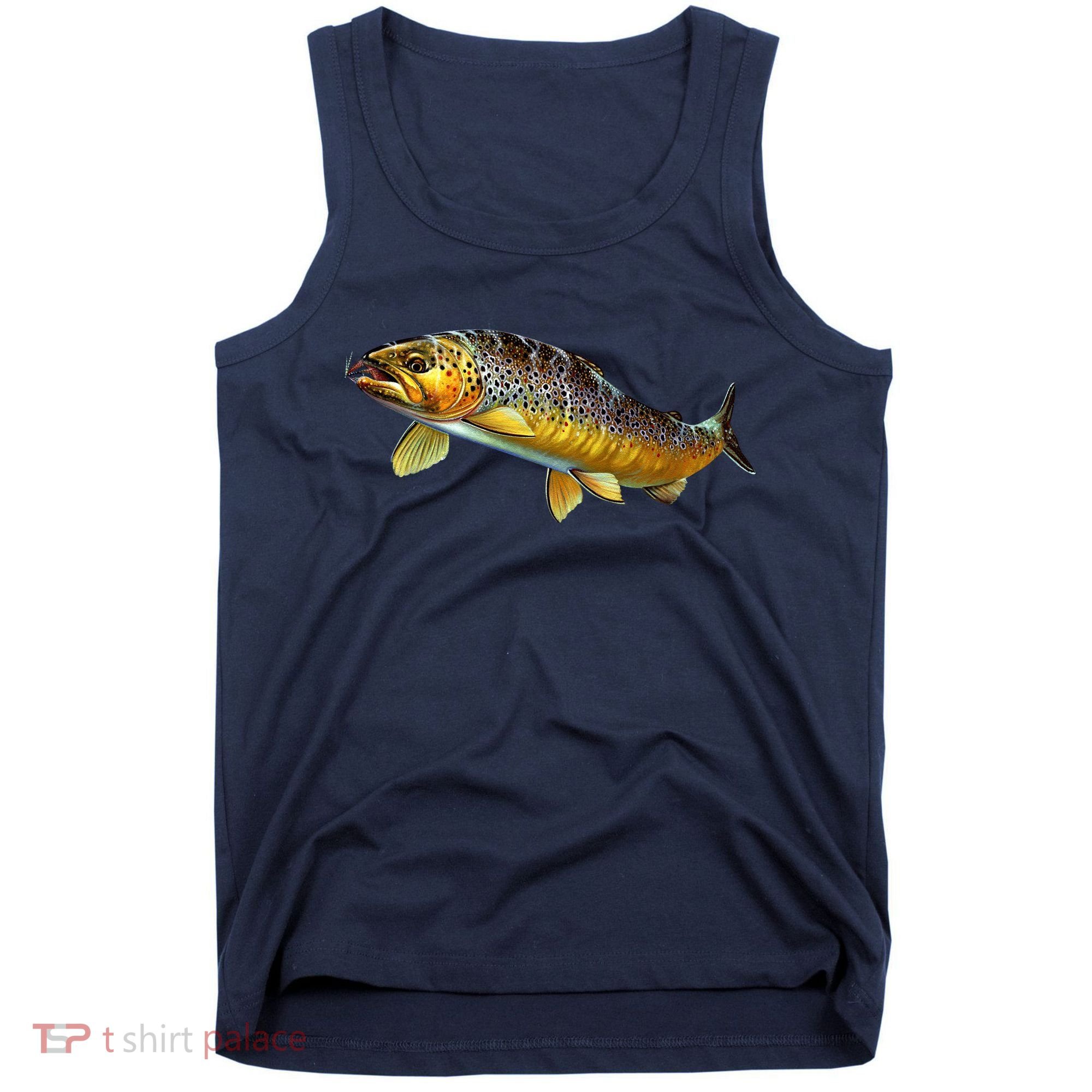 Brown Trout Fish with Fly Tank Top