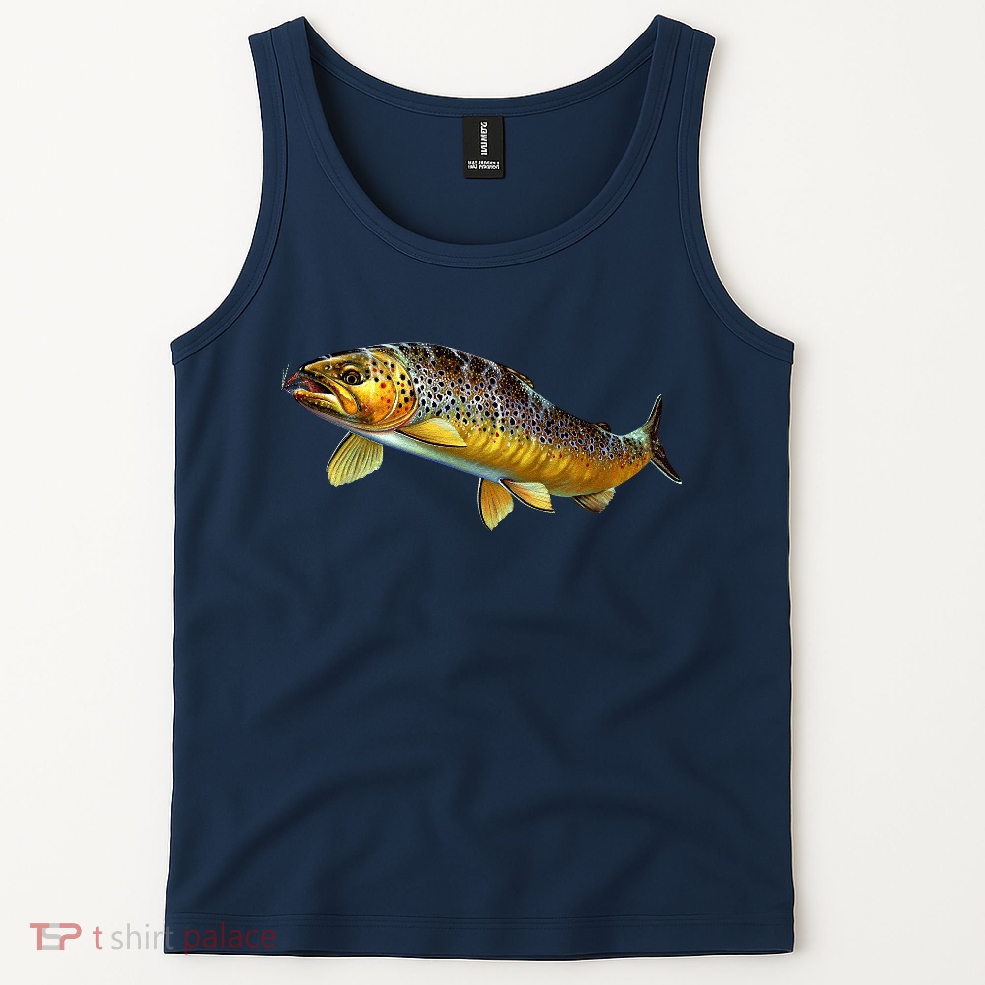 Brown Trout Fish with Fly Tank Top