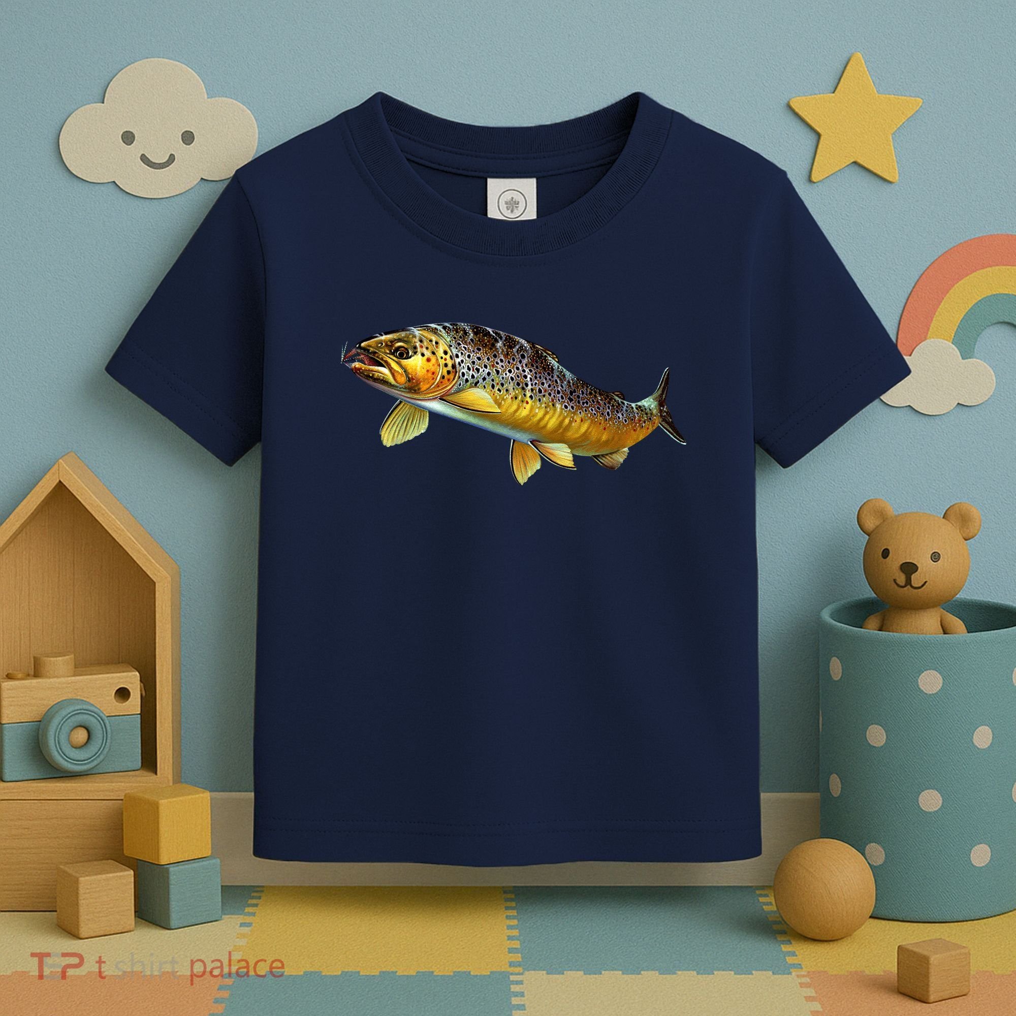 Brown Trout Fish with Fly Toddler T-Shirt
