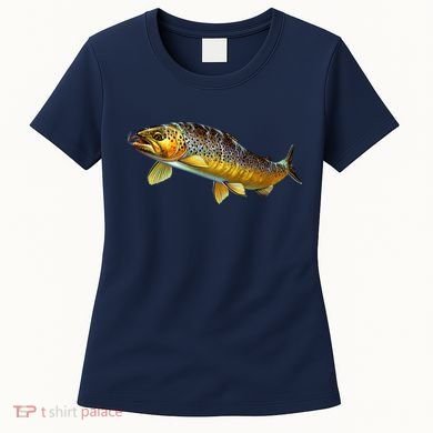 Brown Trout Fish with Fly Women's T-Shirt