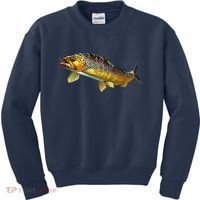 Brown Trout Fish with Fly Kids Sweatshirt thumb 0