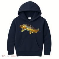 Brown Trout Fish with Fly Kids Hoodie thumb 0
