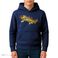 Brown Trout Fish with Fly Kids Hoodie thumb 4