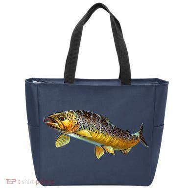 Brown Trout Fish with Fly Tote Bag