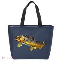 Brown Trout Fish with Fly Tote Bag thumb 0