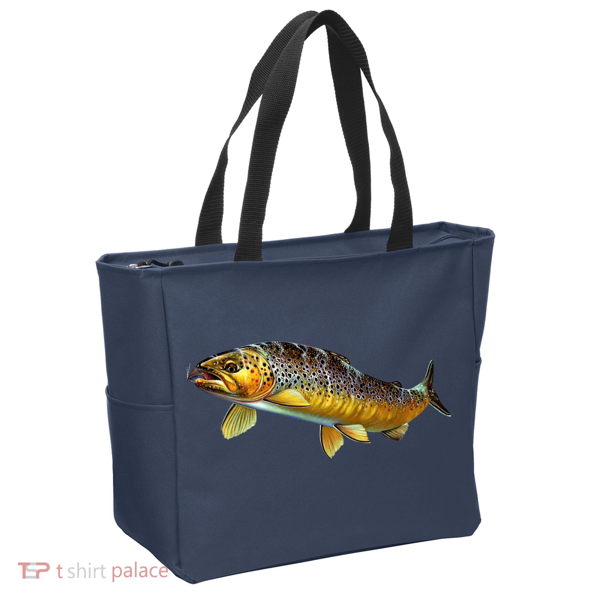 Brown Trout Fish with Fly Tote Bag