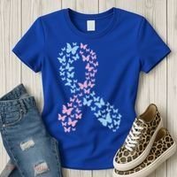 Butterfly Ribbon Pregnancy And Infant Loss Awareness Month Gift Women's T-Shirt thumb 3