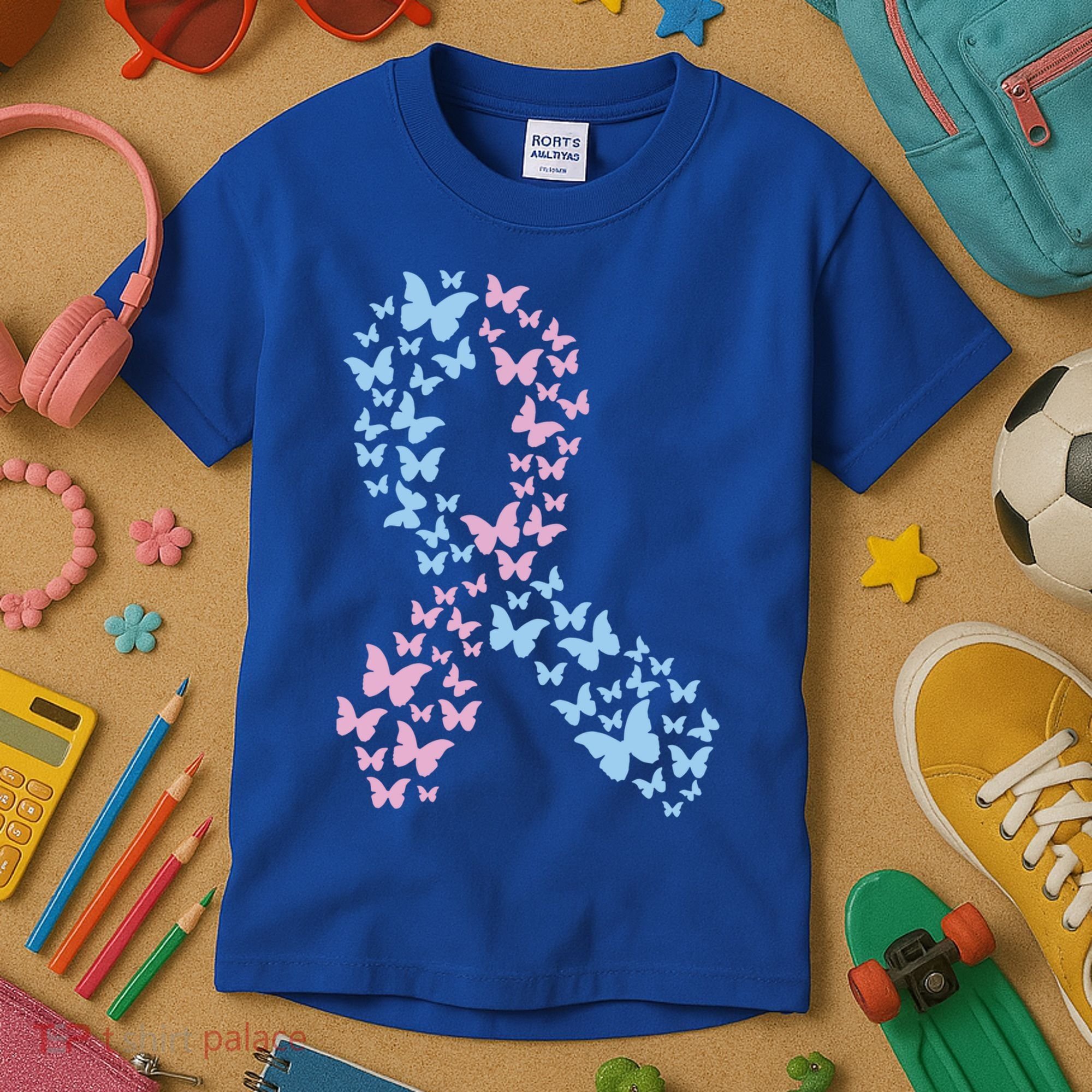 Butterfly Ribbon Pregnancy And Infant Loss Awareness Month Gift Kids T-Shirt