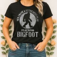 Bigfoot Retirement Plan Funny Retired Sasquatch Hunter Gift Women's T-Shirt thumb 2